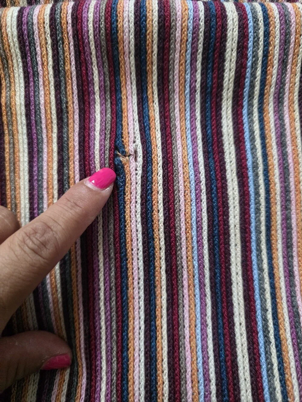 Missoni Plum Multi-Stripe Wool Blend Scarf